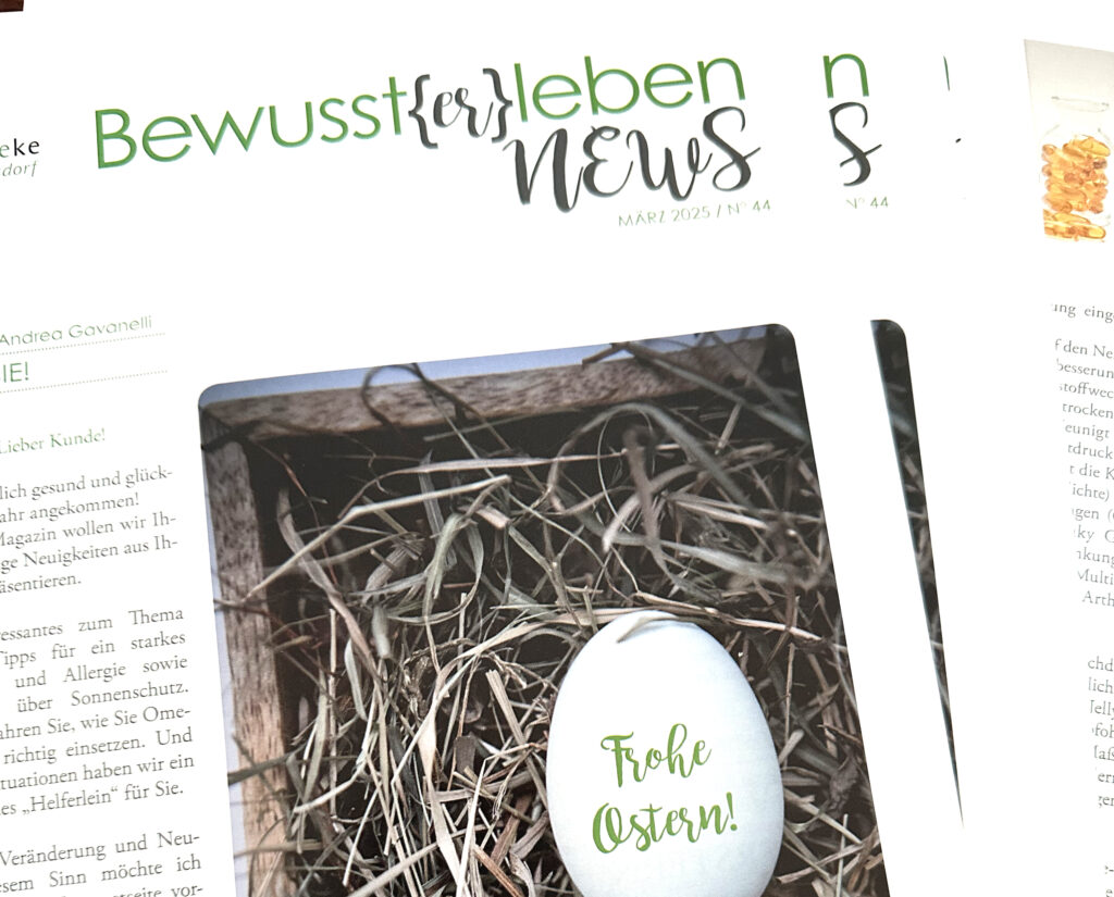 Zeitung mit alternativ Produkten, Information von der apoteeke